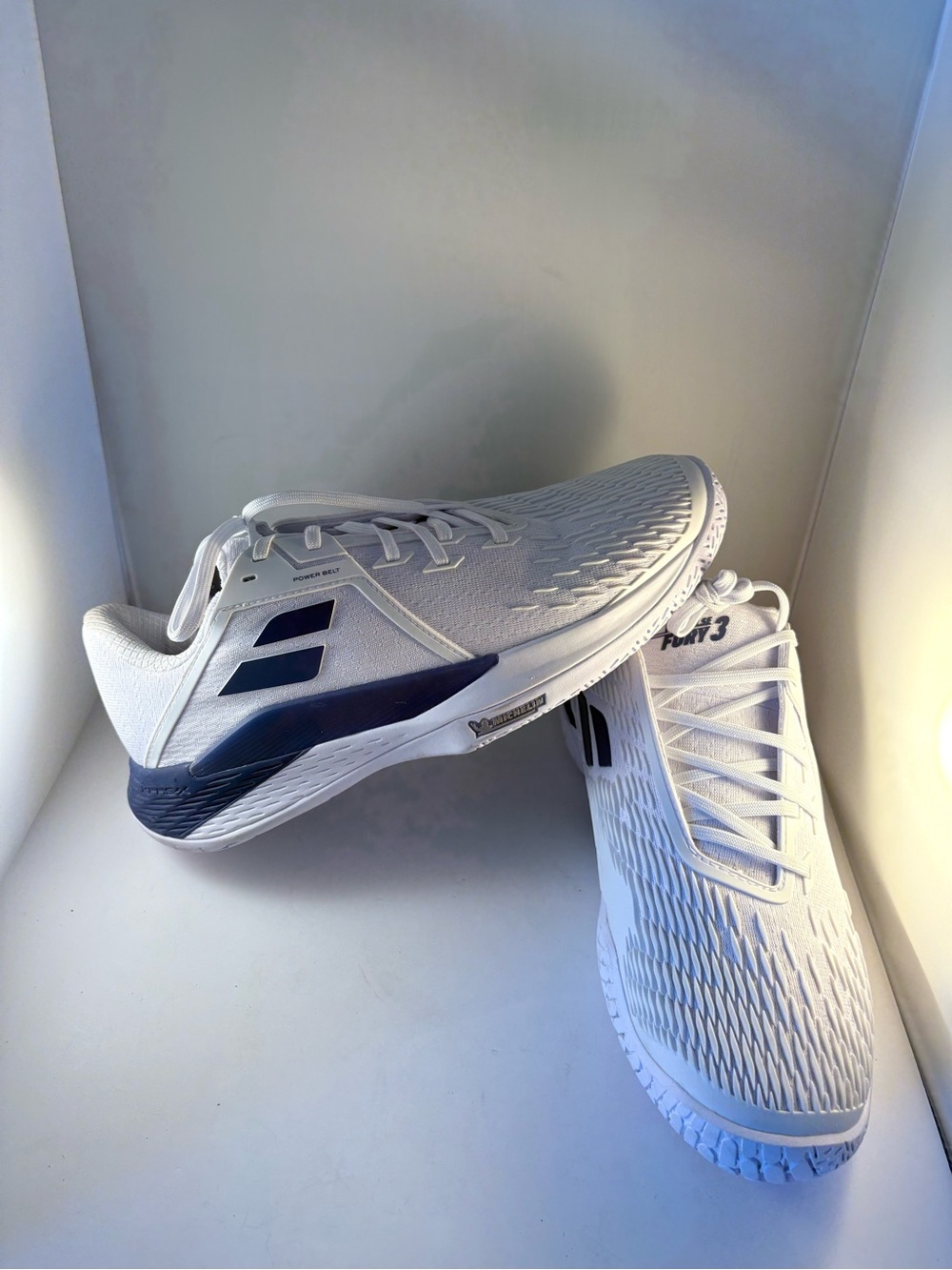 NEW Babolat Men’s 11 Propulse Fury 3 All Court Tennis Shoes‎ White/Blue Comfort